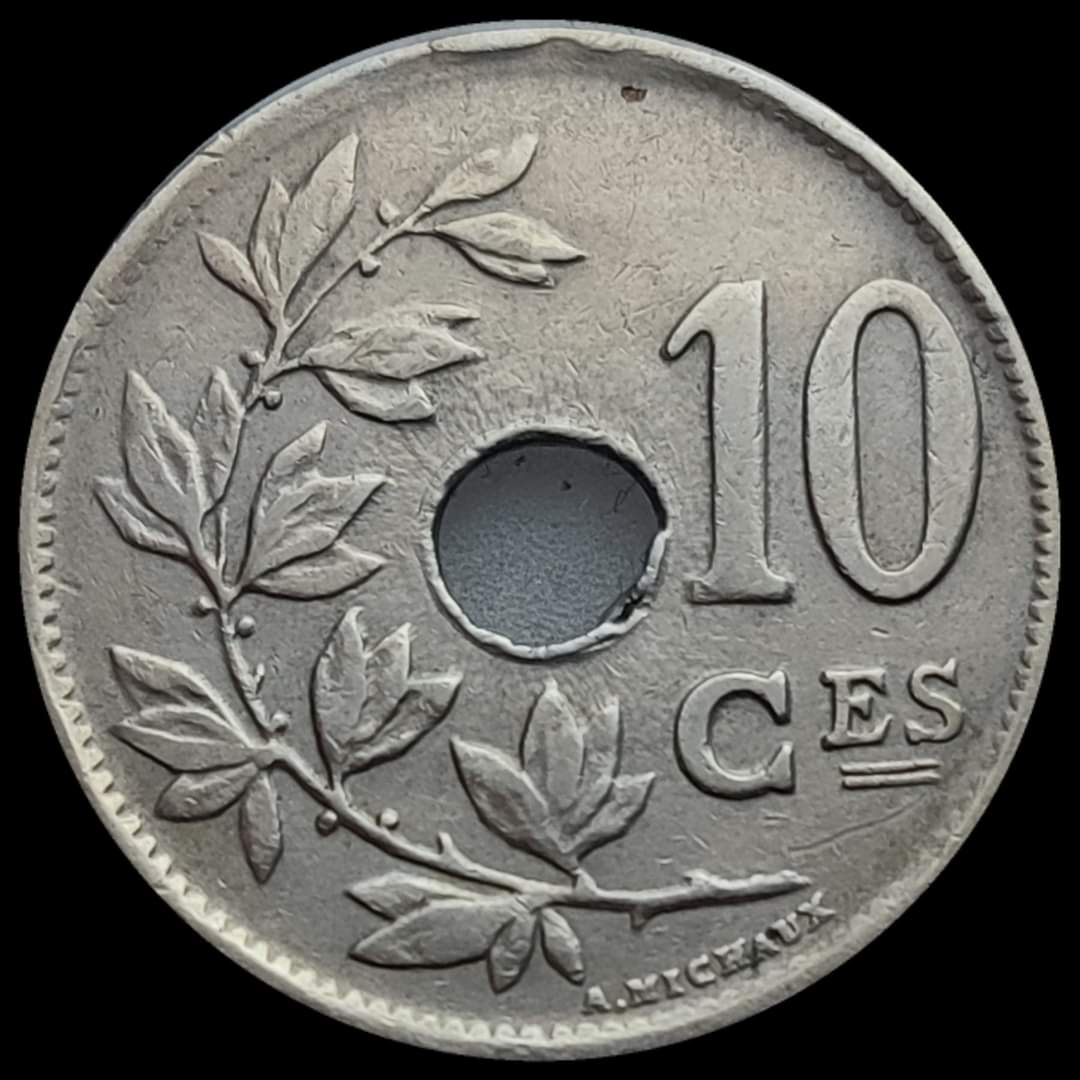10-Centimes---Albert-I-French-Text-1923---Belgium--Die-Crack-Through-Date-